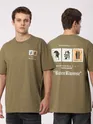 Dark Tan Stamps Printed Oversized T-Shirt